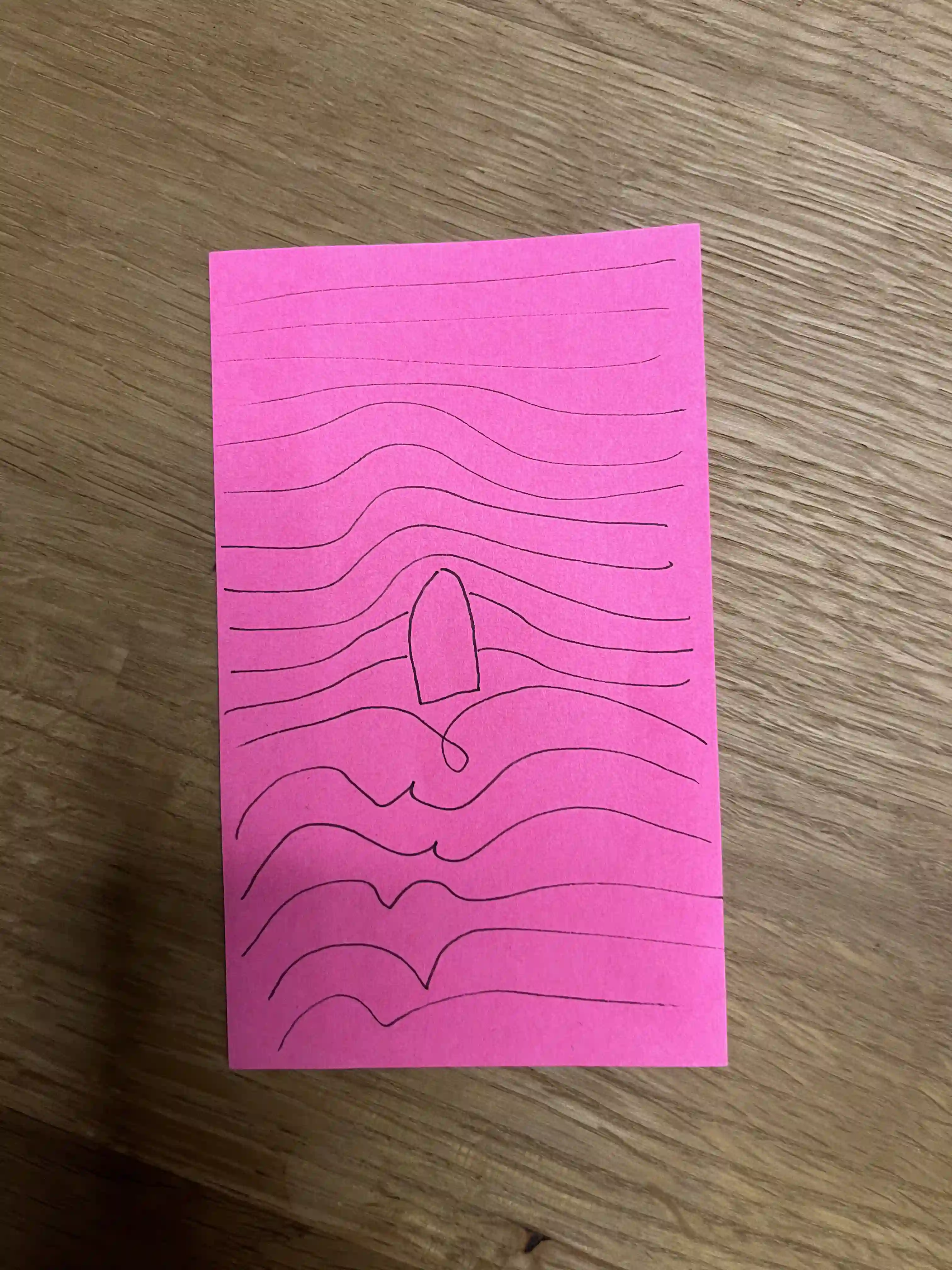 ein Notizzettel mit einer Skizze des Werkes Boot
