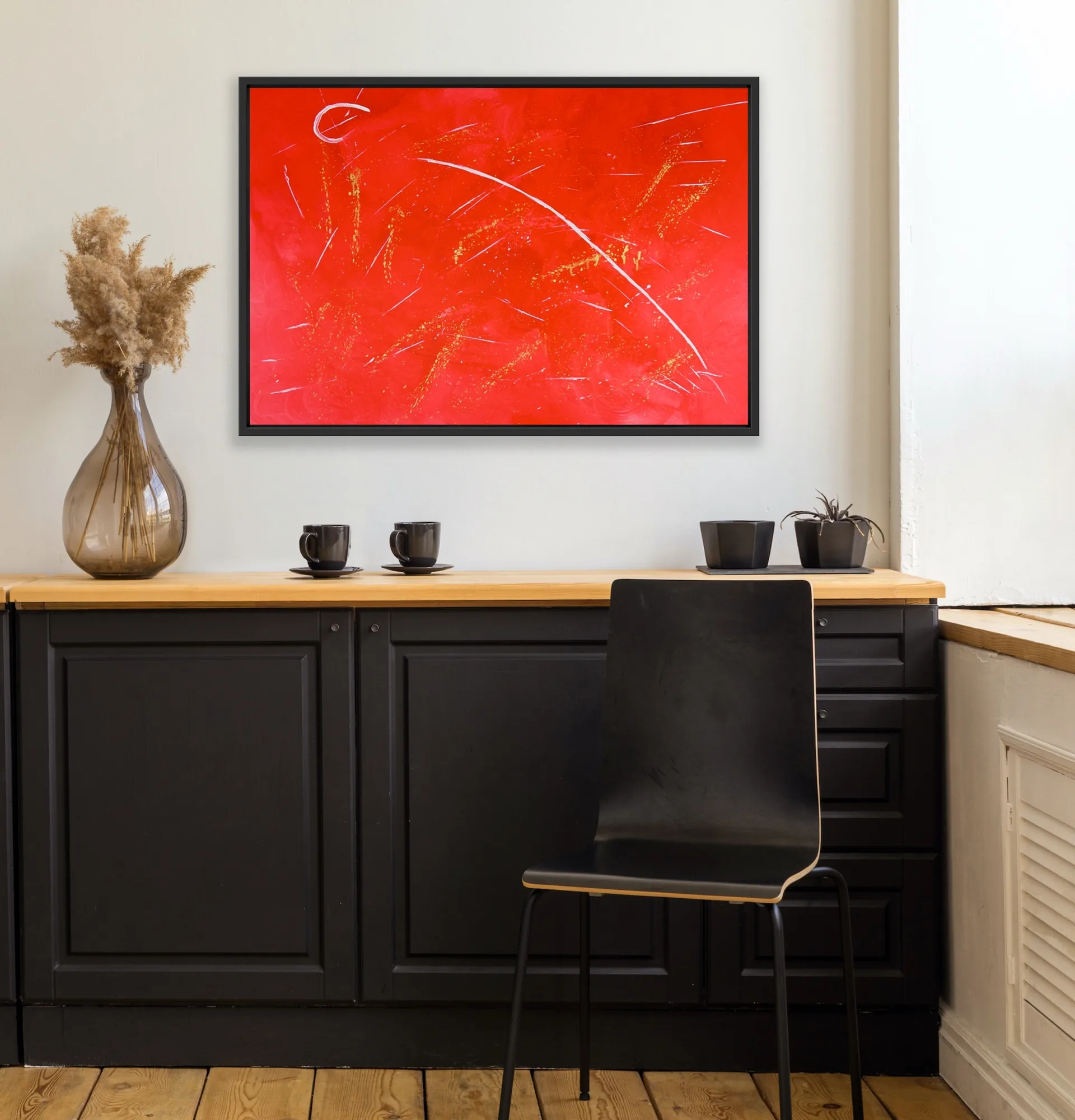 Das Bild Flamingo, mit Farbe gegossen zeigt, wie Acryl-Pouring aussehen kann